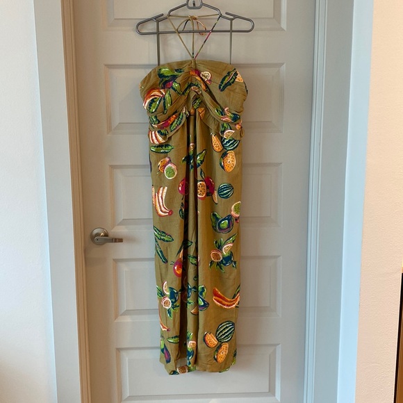 The Odells / Anthropologie Isla Jumpsuit Olive Fruit Print 1X - Picture 4 of 6